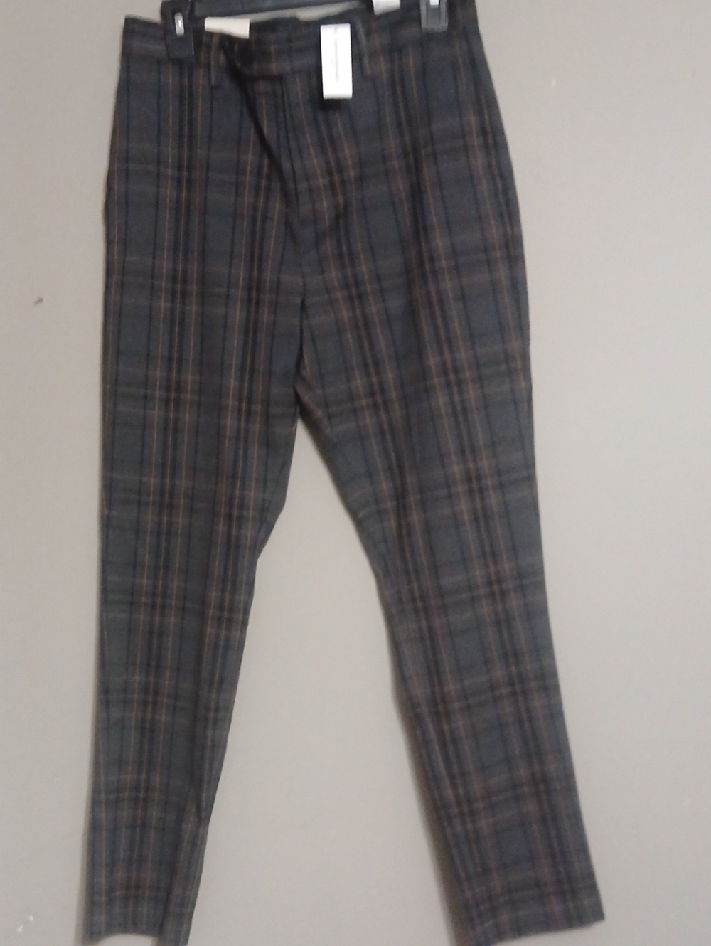 Banana Republic Gray Plaid Chinos with Brown Stripe
